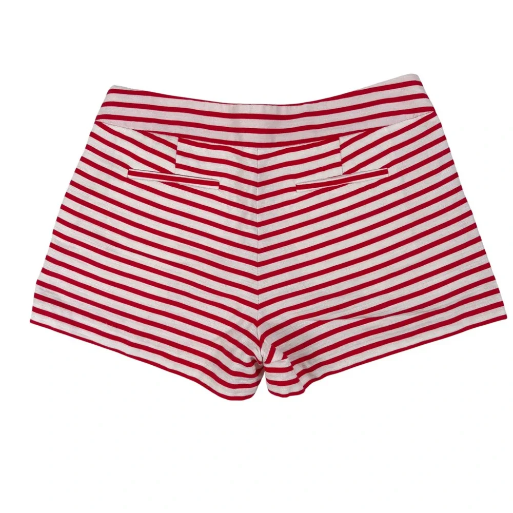 J.Crew Womens Size 10 Red White Striped Cotton Linen Shorts Nautical 46966‎